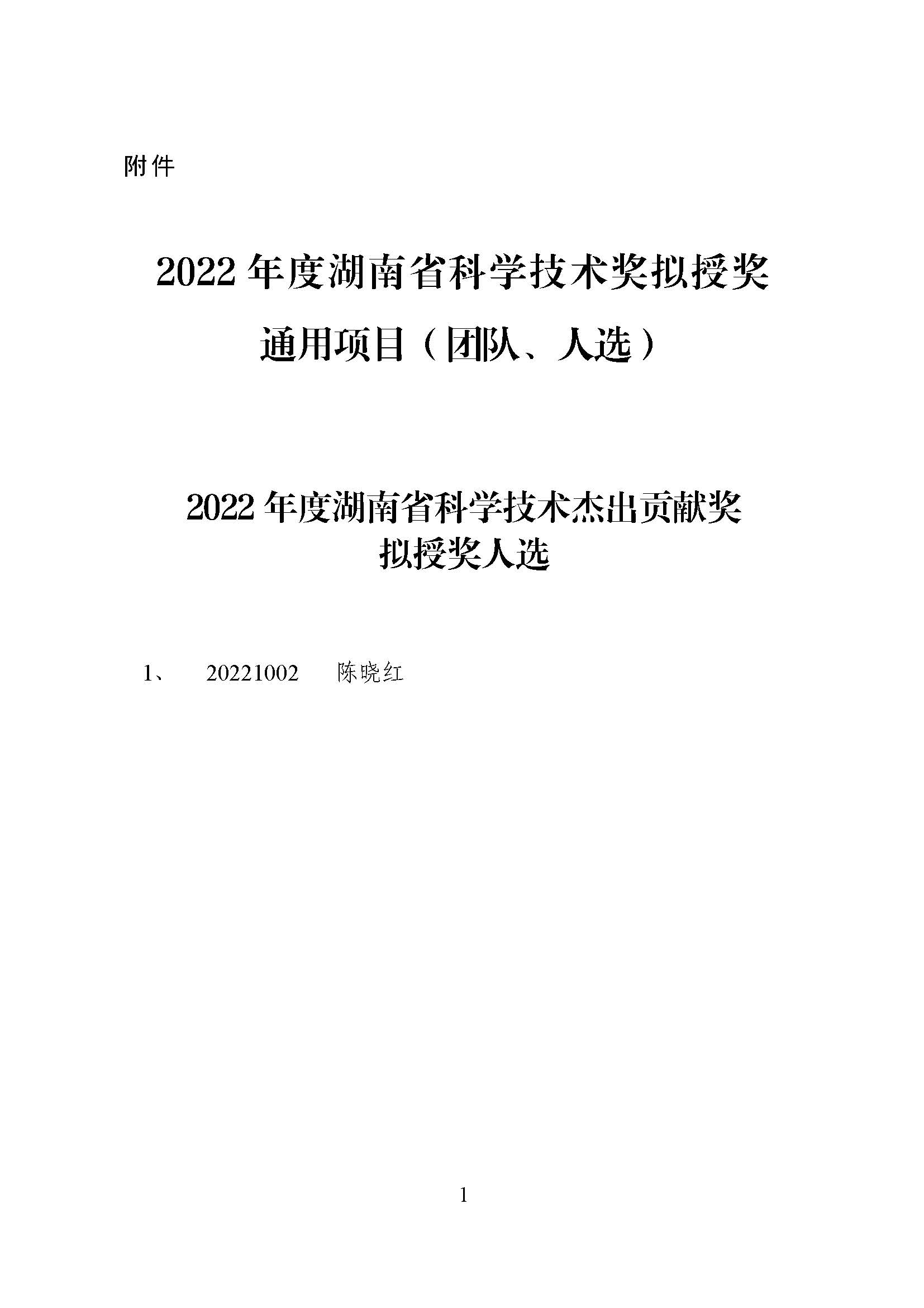 1項杰出貢獻獎，2022湖南省科學(xué)技術(shù)獎公示
